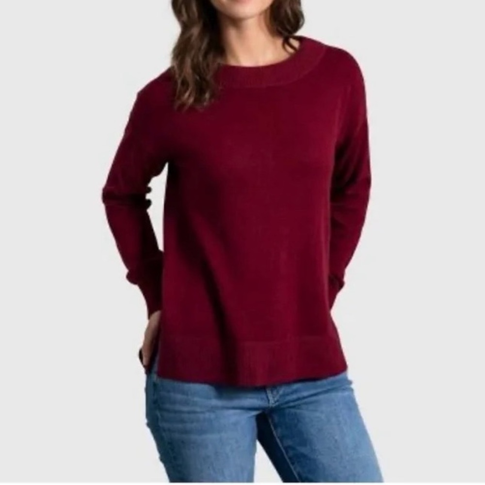 Woman crew sweater united by blue  burgundy size M